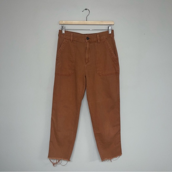GAP Twill Pants‎ Women's Size 8 US Rust Orange Brown High Rise Cargo Pockets - Picture 2 of 9